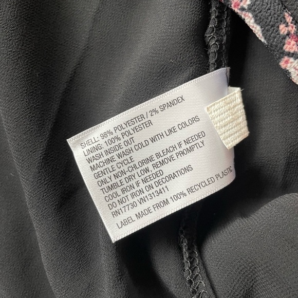 XHILARATION Black and Dusty Rose Floral Bell Sleeve Dress - Picture 5 of 6